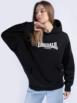 Худи теплое оверсайз женское Lonsdale Stringston 117208-1500 L Черный/Белый (4251522375022)