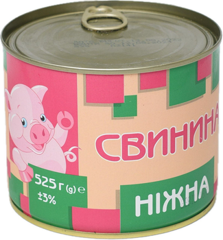 Мясная консерва П'ятачок Свинина нежная 525 г (4820184640122)