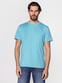 Koszulka męska bawełniana Lee Cooper OBUTCH-875 S Błękitna (5904347395155)