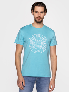 Koszulka męska bawełniana Lee Cooper STAMP4-2404 XL Błękitna (5904347395711)