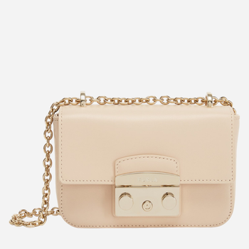 Torebka crossbody damska skórzana Furla Metropolis Beżowa (8050597394435)