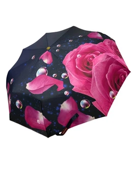 Парасолька жіноча автоматична &nbsp;Rain Flowers з квітковим принтом 9 спиць анти-вітер&nbsp;