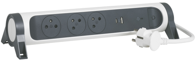 Подовжувач Legrand 3 розетки USB Type-A + USB Type-C 1.5 м Black/White (3414971942561)