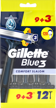 Одноразові станки для гоління Gillette Blue 3 Comfort Slalom для чоловіків 12 шт (8006540808771)