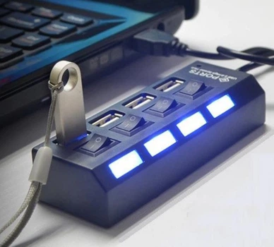 USB HUB з переключателями 4 порти Digital Hub Black