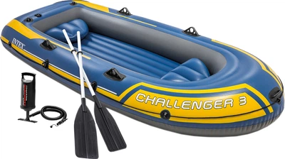 Лодка надувная Intex Challenger 3 Сине-желтая (68370 Intex)