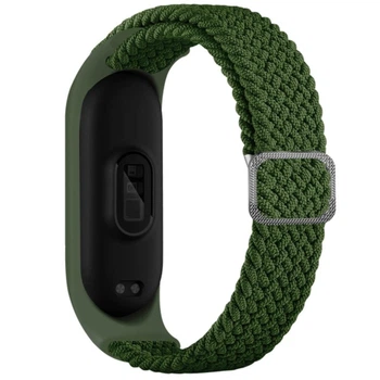Ремінець нейлоновий MRK для фітнес браслета Xiaomi Mi Band 3 4 5 6 7 Single з металевим регулятором довжини Хакі (mrk3842)
