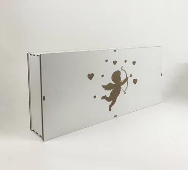 Коробка прямокутна біла з купідоном "I Love You"