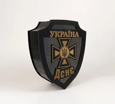 Коробка чорна з прозорою кришкою "ДСНС Україна" щит