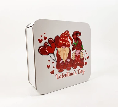 Коробочка квадратна гноми "Happy Valentine`s day " червона