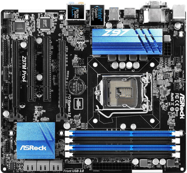 Материнская плата ASRock Z97M Pro4 (s1150, Intel Z97, PCI-Ex16) (Вживаний)