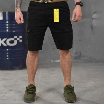 Мужские шорты Loshan коттон с лямками под ремень черные размер 2XS