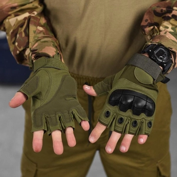 Безпалі рукавиці із захисними накладками Outdoor Tactics олива розмір 2XL