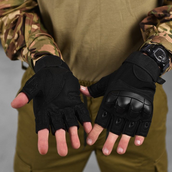 Беспалые перчатки с защитными накладками Outdoor Tactics черные размер XL
