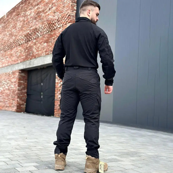 Легкі Чоловічі Штани з посиленими колінами чорні розмір S