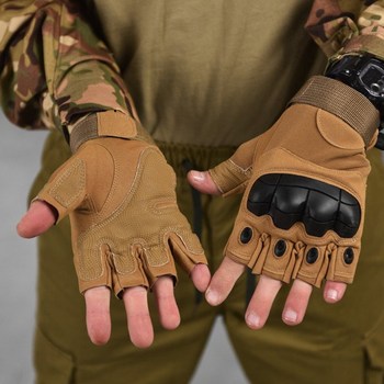 Безпалі рукавиці із захисними накладками Outdoor Tactics койот розмір L