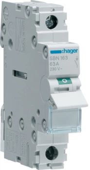 Wyłącznik obciążenia Hager 1-biegunowy 63 A 230 V (B) (3250615510204)