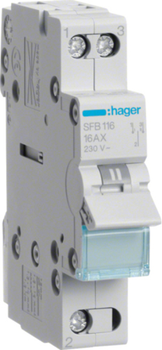 Перемикач Hager I-0-II з загальним виходом знизу 1п 16 А 230 В (A) (SFB116)