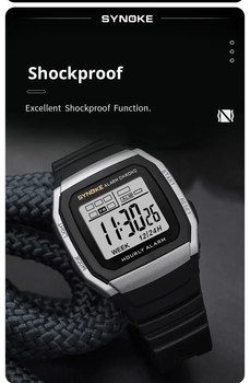 Годинник спортивний SYNOKE ALARM Black + Grey