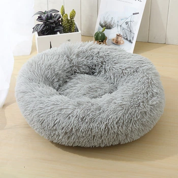 Круглий лежак для котів Pet Style "Травка" круглий Сірий 40