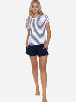 Піжама (футболка + шорти) жіноча бавовняна Doctor Nap PM.5350 S Білий/Темно-синій (5902701192020)
