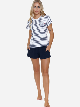 Піжама (футболка + шорти) жіноча бавовняна Doctor Nap PM.5350 XL Білий/Темно-синій (5902701192051)