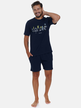 Піжама (футболка + шорти) чоловіча бавовняна Doctor Nap PMB.5355 L Темно-синя (5902701192334)
