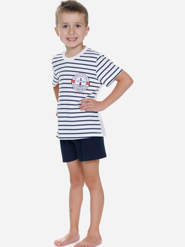 Дитяча піжама для хлопчика Doctor Nap PDU.5352 110-116 см Білий/Темно-синій (5902701192129)
