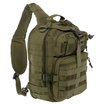 Рюкзак тактичний (Сумка-слінг) з однією лямкою Military Rangers ZK-9115 розмір 35х25х15см 13л Оливковий