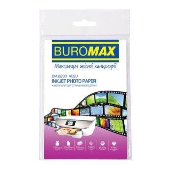 Фотобумага глянцевая Buromax 10х15см, 180 г/м2, 20листов BM.2230-4020
