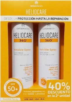 Spray przeciwsłoneczny Heliocare 360 Invisible Spray SPF 50+ 2 x 200 ml (8436574363401)