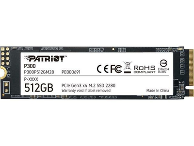 Твердотельный накопитель SSD M.2 PATRIOT P300 512GB NVME 2280 PCIE 3.0X4 3D NAND TLC P300P512GM28