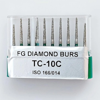 Бор алмазний FG турбінний наконечник упаковка 10 шт UMG 1,4/10,0 мм конус 806.314.166.534.014 (TC-10C)