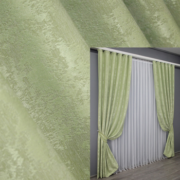 Комплект готових штор VR-Textil Жакард Sultan XO № 1367ш 150х270 см 2 шт Світло-оливковий (33-0228)