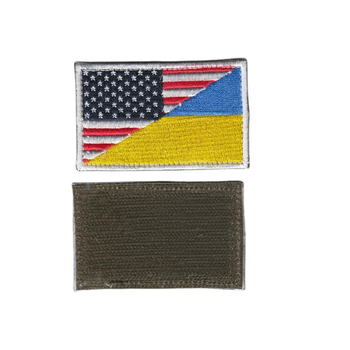 Шеврон патч на липучке Флаг Америка-Украина, 5*8см