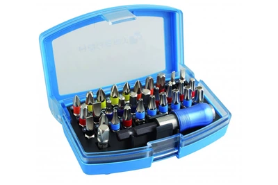 Набір біт з бітотримачем HOEGERT 1/4" SL, PH, PZ, HEX, TORX сталь S2 32 шт. (HT1S400)