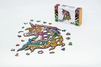 Дерев'яні пазли PuzzleOK Веселковий Єдиноріг 28,9*37,9 см, в картонному пакуванні, 124 деталі