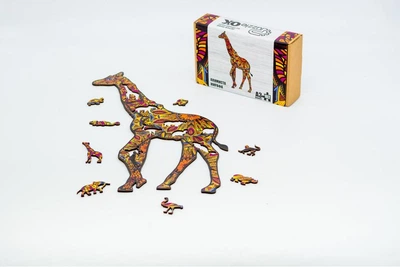 Деревянные пазлы PuzzleOK Пятнистый жираф 5,7*40 см, в картонной упаковке, 102 детали