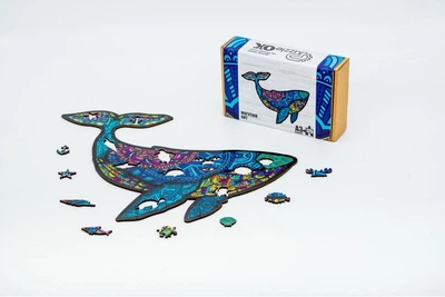 Деревянные пазлы PuzzleOK Могущественный кит 39,2*29,4 см, в картонной упаковке, 125 деталей