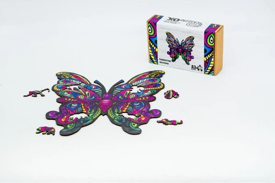 Дерев'яні пазли PuzzleOK Барвистий метелик 20,5*21,7 см, в картонному пакуванні, 103 деталі