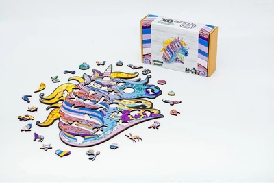 Деревянные пазлы PuzzleOK Сказочный Единорог 20,7*23,7 см, в картонной упаковке, 63 детали