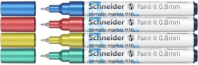 Набір акрилових маркерів Schneider Paint-It Metallic 0.8 мм 4 шт (4004675151810)