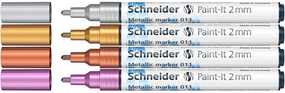 Набір акрилових маркерів Schneider Paint-It Metallic ML01111501 2 мм 4 шт (4004675151759)