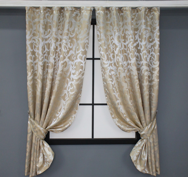 Комплект коротких штор VR-Textil жакард Вензель №416ш 130х170 см 2 шт Бежевий (35-0041)