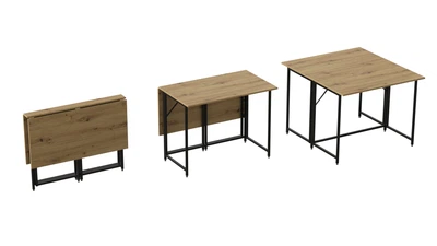 Стол-книжка трансформер Морис 2 Ferrum-decor 750x1000x1100 Черный металл ДСП Дуб Артизан 16 мм (MORI206)