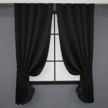 Комплект штор коротких VR-Textil Блекаут Midnight № 1165ш 140х170 см 2 шт Чорний (35-0042)