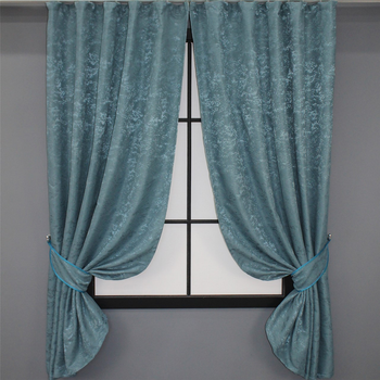 Комплект коротких штор VR-Textil Льон мармур Pavliani № 1369ш 130х170 см 2 шт Лазурний (35-0045)