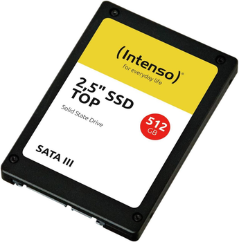 Внутренний SSD Intenso 2.5 дюйма SATA III Top, 512 ГБ, 520 МБ/с Черный