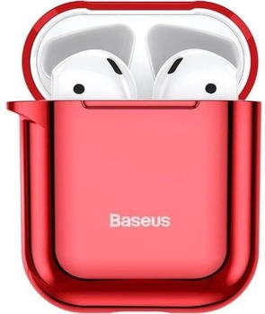 Чохол Baseus Metallic Shining Ultra-thin Silicone Protector Case with Hook for Airpods 1 / 2 Red (ARAPPOD-A09)