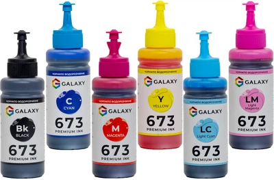 Комплект чорнила Galaxy 673 для Epson (B/C/M/Y/LC/LM) 6x100ml (GAL-E673-6x100)